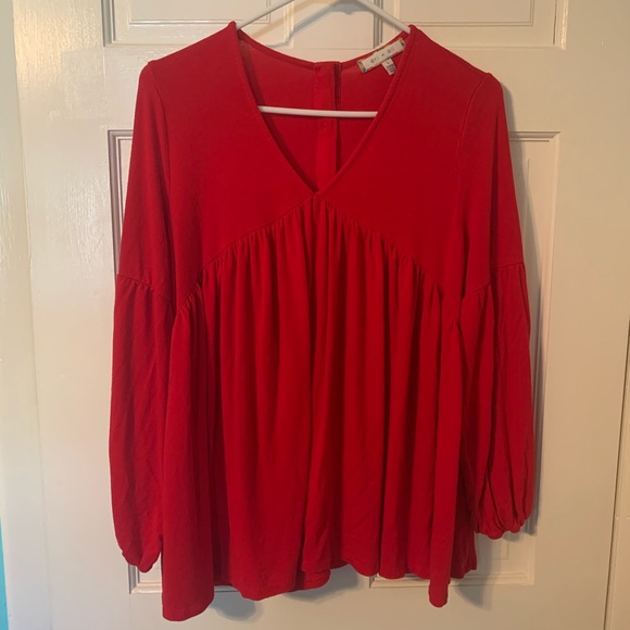 Eri + Ali Red Shay Gathered Swing Top - Picture 3 of 10